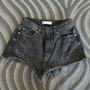 black jean shorts
